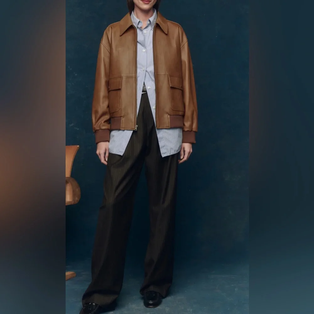 The Flight Jacket. The Great. Saddle Brown. Size 0. Original price $995 - Picture 4 of 9